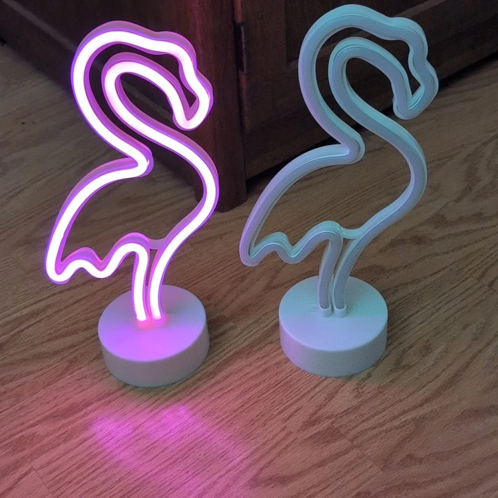 Flamingo Neon Table Lamp - Pink & White